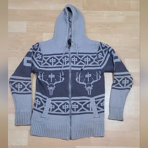 Grey Red Dragon Jagermeister logo Hooded Zipup Sweater.